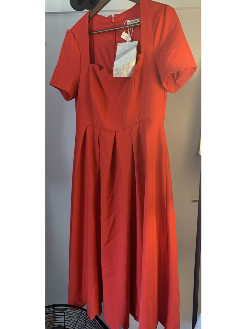 Fehaute Retro Inspired Womens Dress Lined Size 8 Scalloped Hem Red NWT